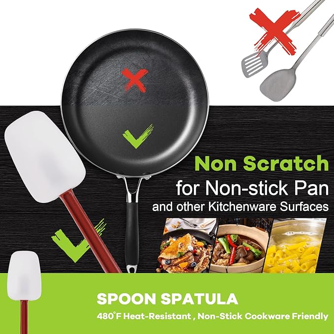 Silicone Rubber Spatula and Spoon Set of 3, High Heat Spatula, Commercial Size - Image 2