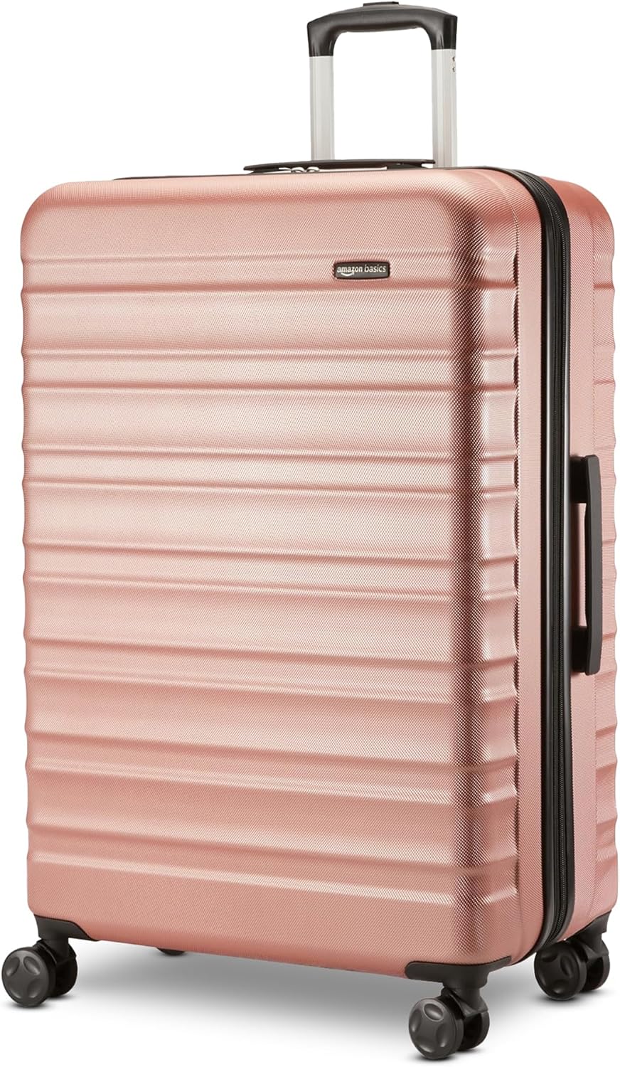 Amazon Basics 30" Hardside Large Checked Luggage, Hardshell Suitcase With Wheels, Expandable For Up to 15% More Space, With Scratch-Resistant Surface, Four Multi-directional Wheels, Rose Gold