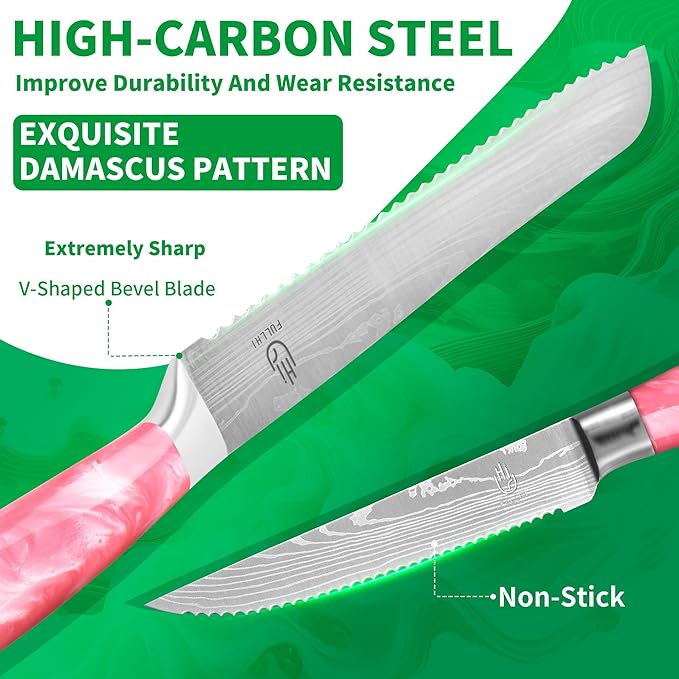 FULLHI 14pcs Block Knife Set, Chef's Knife Steak Knives Set - Image 3