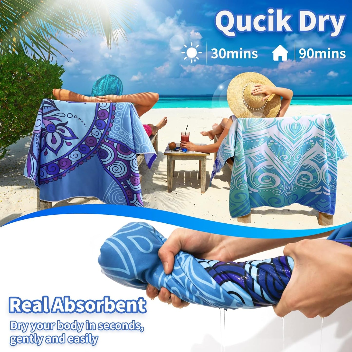 Beach Towels Oversized - 71"x 39" 250GSM Microfiber Beach Towels for Adults, Lightweight Quick Dry Absorbent Compact Sand Free Beach Towel for Swimming Pool, Camping, Yoga, Travel