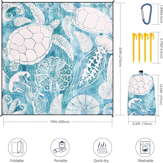 HIHOHO Beach Blanket Waterproof Sandproof Extra Large Beach Mat 79" X - Image 2