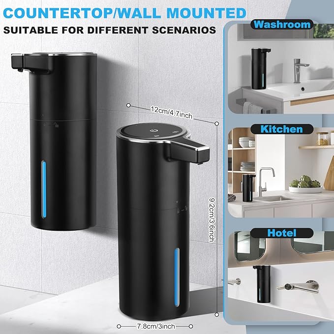 2 Pack Automatic Soap Dispenser: 13.52oz/400ml Wall Touchless Liquid - Image 6