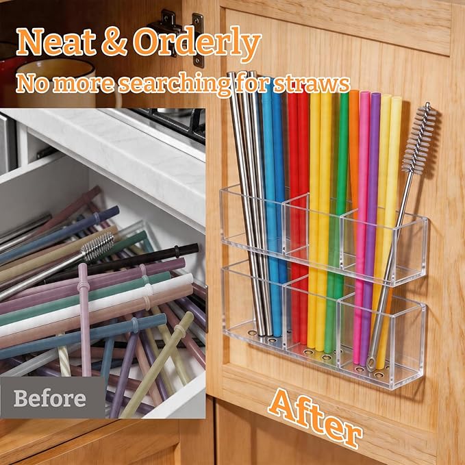 2 PACK Small Acrylic Straw Holder - Image 4