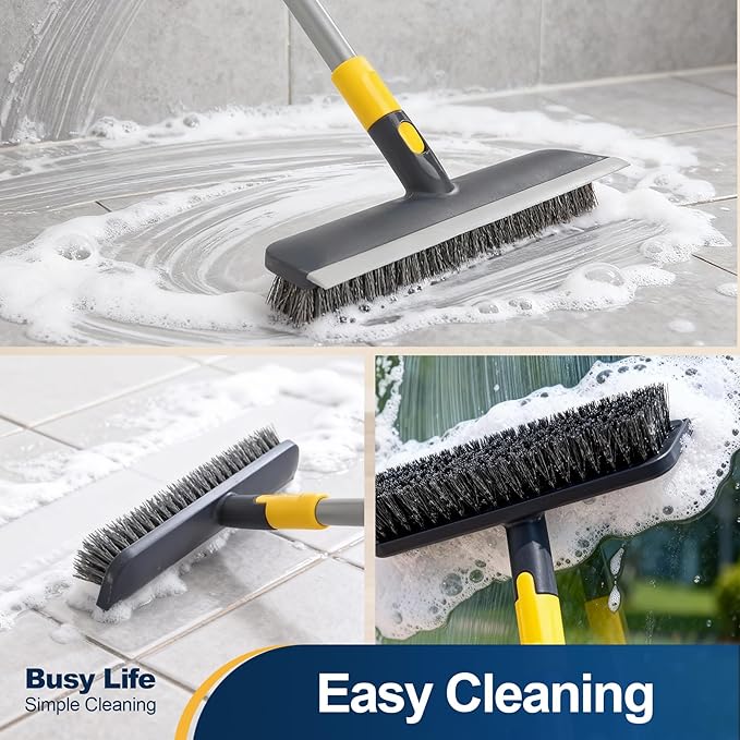 Yocada Floor Scrub Brush Telescopic Handle 2 in 1 Scrape Brush Stiff Bristle - Image 6
