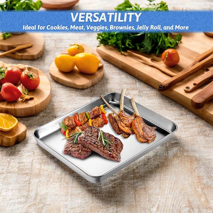 2Pcs Toaster Oven Pans for Baking, 9x11 Baking Sheets Cookie Sheet Stainless - Image 6