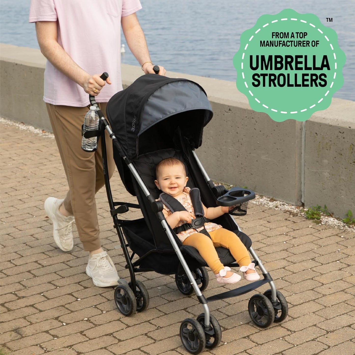 Summer Infant Ingenuity 3Dlite Convenience Stroller, Gray–Lightweight Stroller with Aluminum Frame, Large Seat Area, 4 Position Recline, Extra Large Storage Basket – Infant Stroller for Travel & More