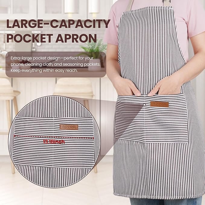 Serrenf 2 Pack Apron, Cooking Kitchen Aprons, Adjustable Bib Apron - Image 5