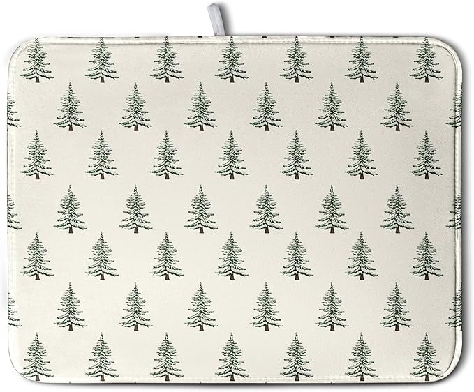 Christmas Tree Dish Drying Mat Winter Xmas Holiday Drying Mats Microfiber by Kwlegh