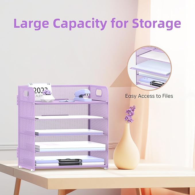 2 Pack 5-Tier Purple Desk Organizer - Image 4