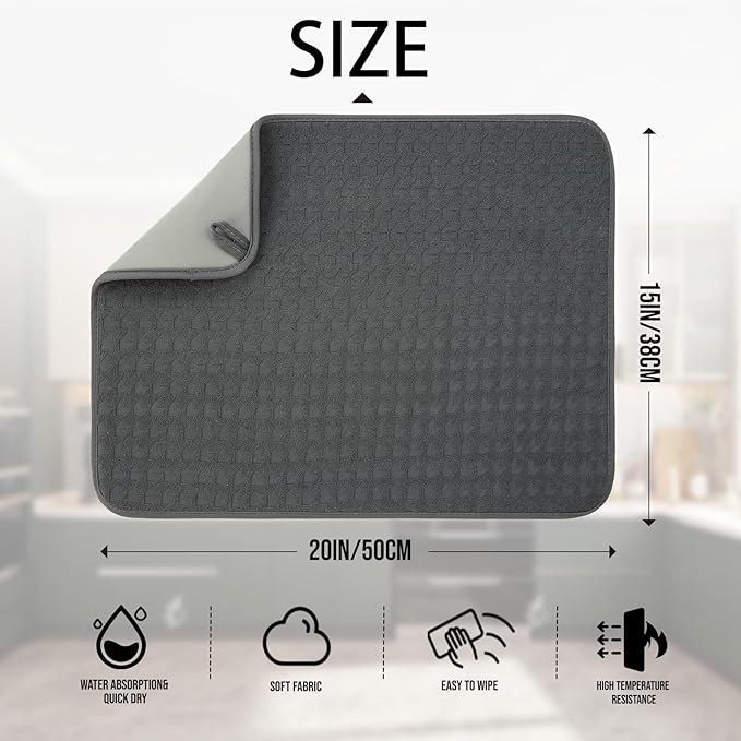 2 Pack Microfiber Dish Drying Mat - Image 2