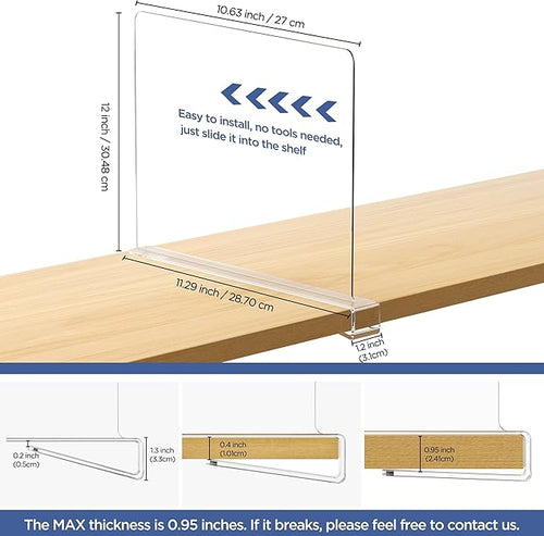 12 Pack 12 Inches Clear Shelf Dividers - Image 2