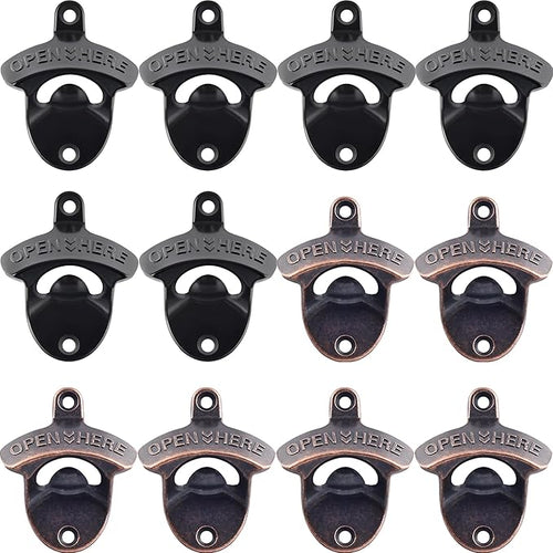 12 Packs Antique Copper Wall Mount Bottle Opener Bulk, Old Fashioned Beer Top by Wallmountedbottleopener