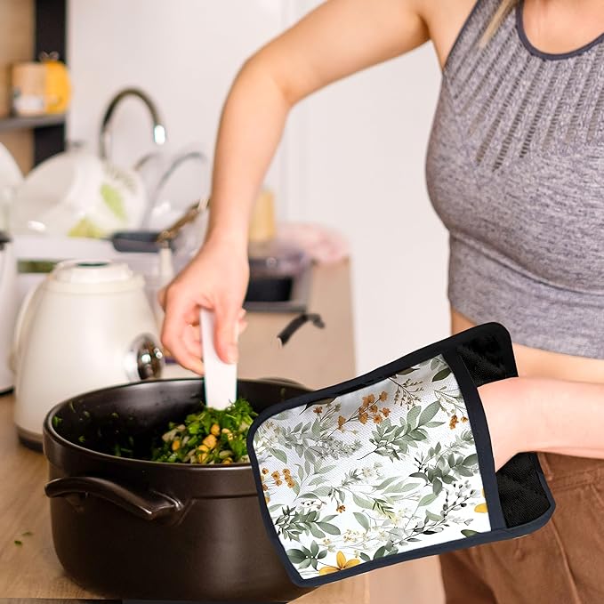 Sage Green Leaf Floral Pot Holders - Image 7