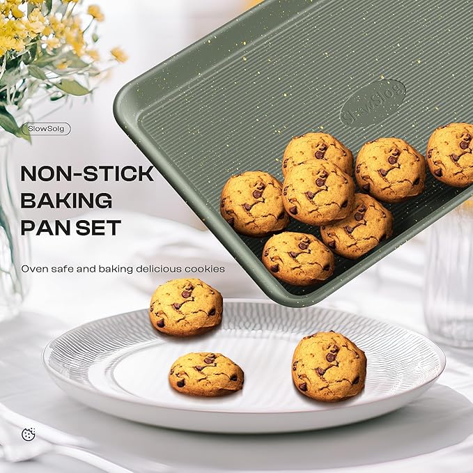8-Piece Nonstick Bakeware Set, Stackable Oven Pan Set Includes Baking Sheet - Image 6