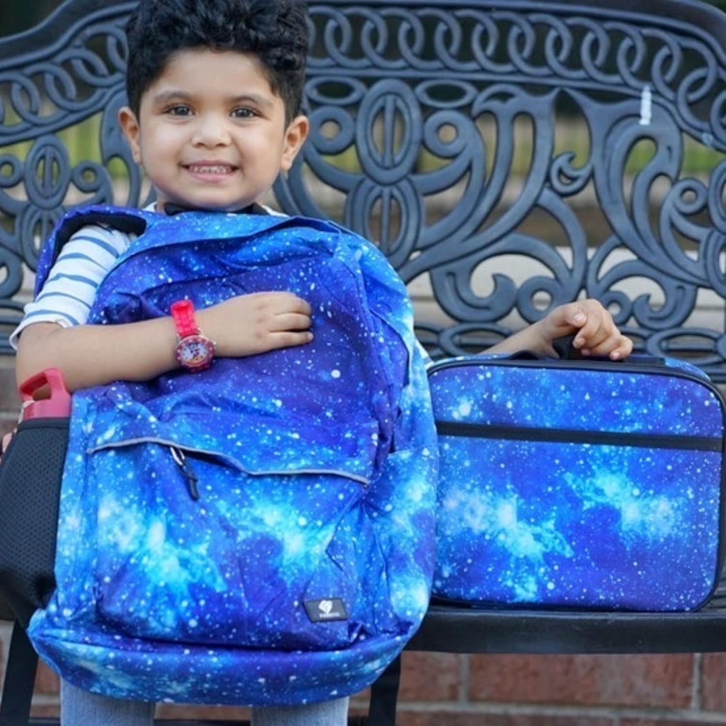 Fenrici Galaxy Lunch Box for Boys, Kids, Boy's Lunch Box for School, Insulated Lunch Bag for Preschool, K-6, Soft Sided Compartments, Spacious, BPA Free, Food Safe,10.8in x 8.5in x 2.8in, Blue