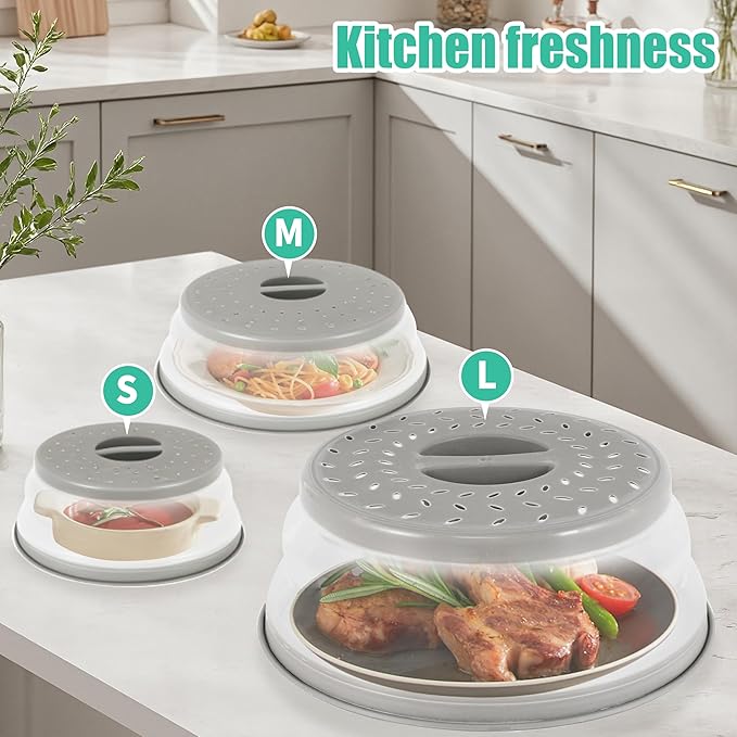 3 Pack Collapsible Microwave Food Covers, Splatter Guard, Vented Microwave Lid - Image 4