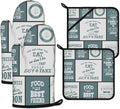 Vintage Farmhouse Food Pattern Oven Mitts and Pot Holders Sets Heat Resistant by ANTJOO