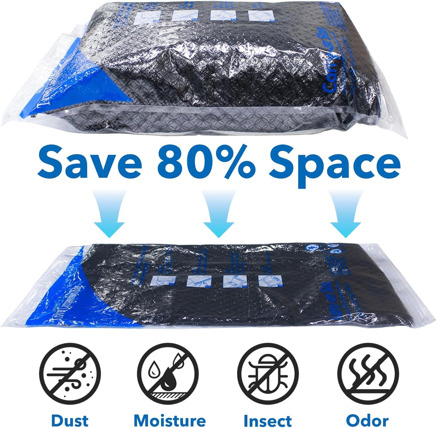 16 Pack Compression Bags for Travel | Vacuum Seal Storage Bags for Luggage & Dirty Clothes | Travel Packing Space Saver Bags for Suitcases & Home Organization | MEIQIHOME