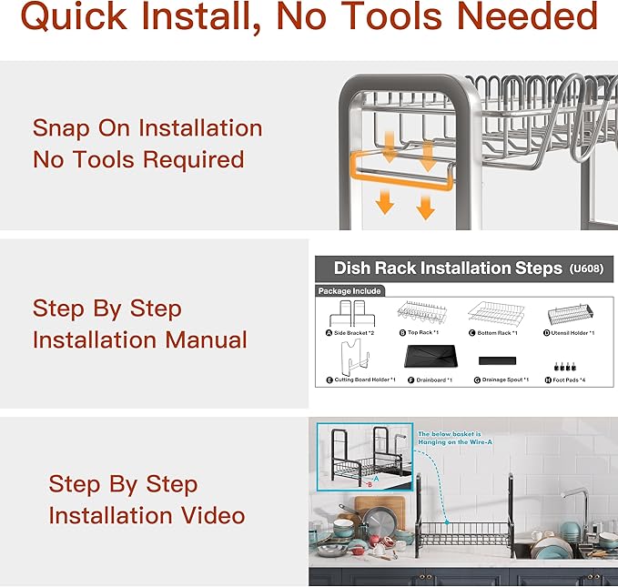 2 Tier Dish Drainer Drying Rack - Image 8