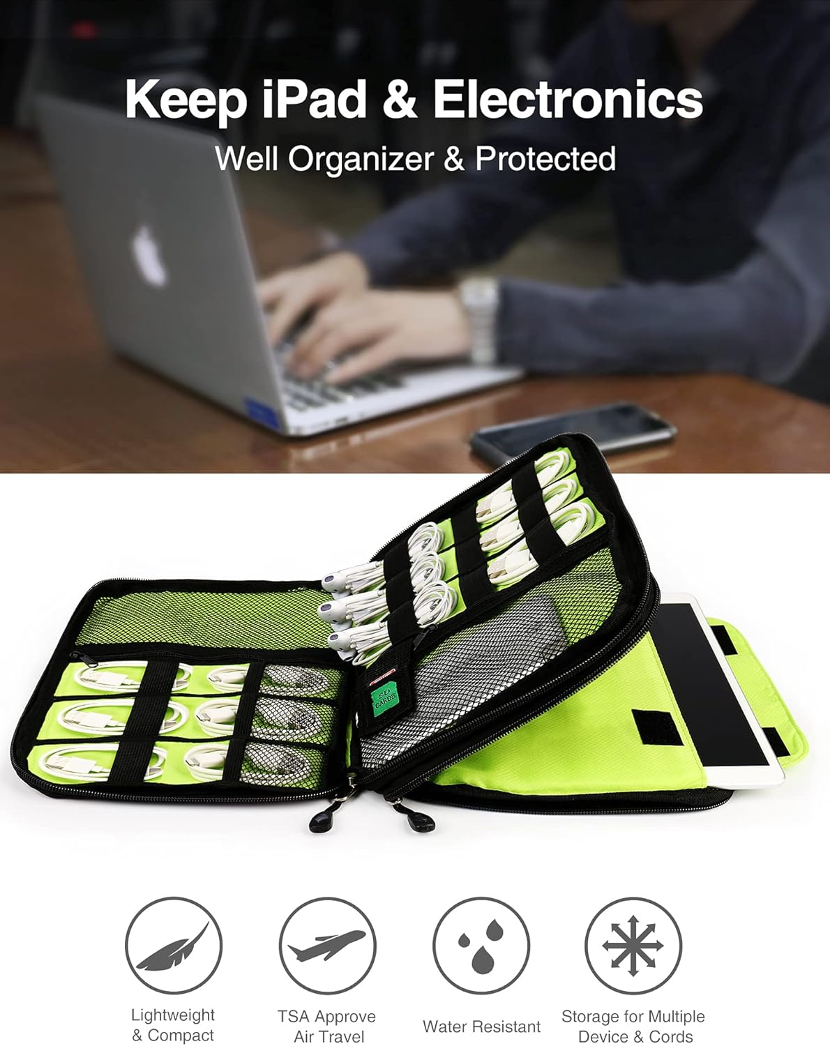 Luxtude Cord Organizer Travel, Cable Organizer Bag, Portable Electronics Organizer, Travel Essentials for Cord Storage/Charger Storage/Cable Storage