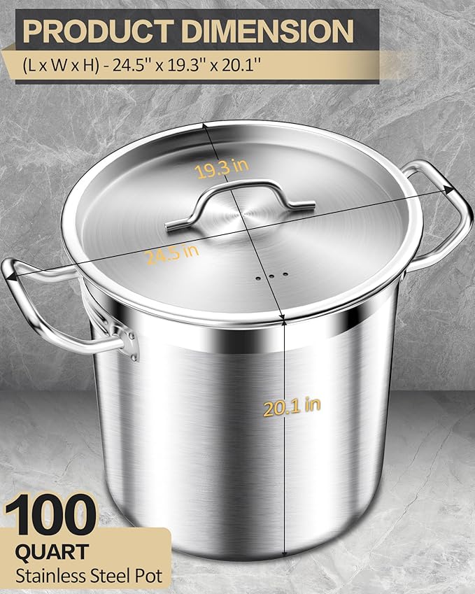 STOCKPOT Extra-Large Stainless Steel Stock Pot – Commercial Heavy Duty Soup Pot - Image 6