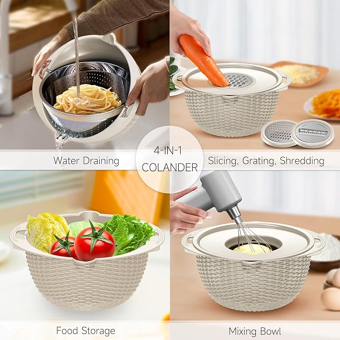 4-1 Colander with Bowl & Spoons Set - Image 2
