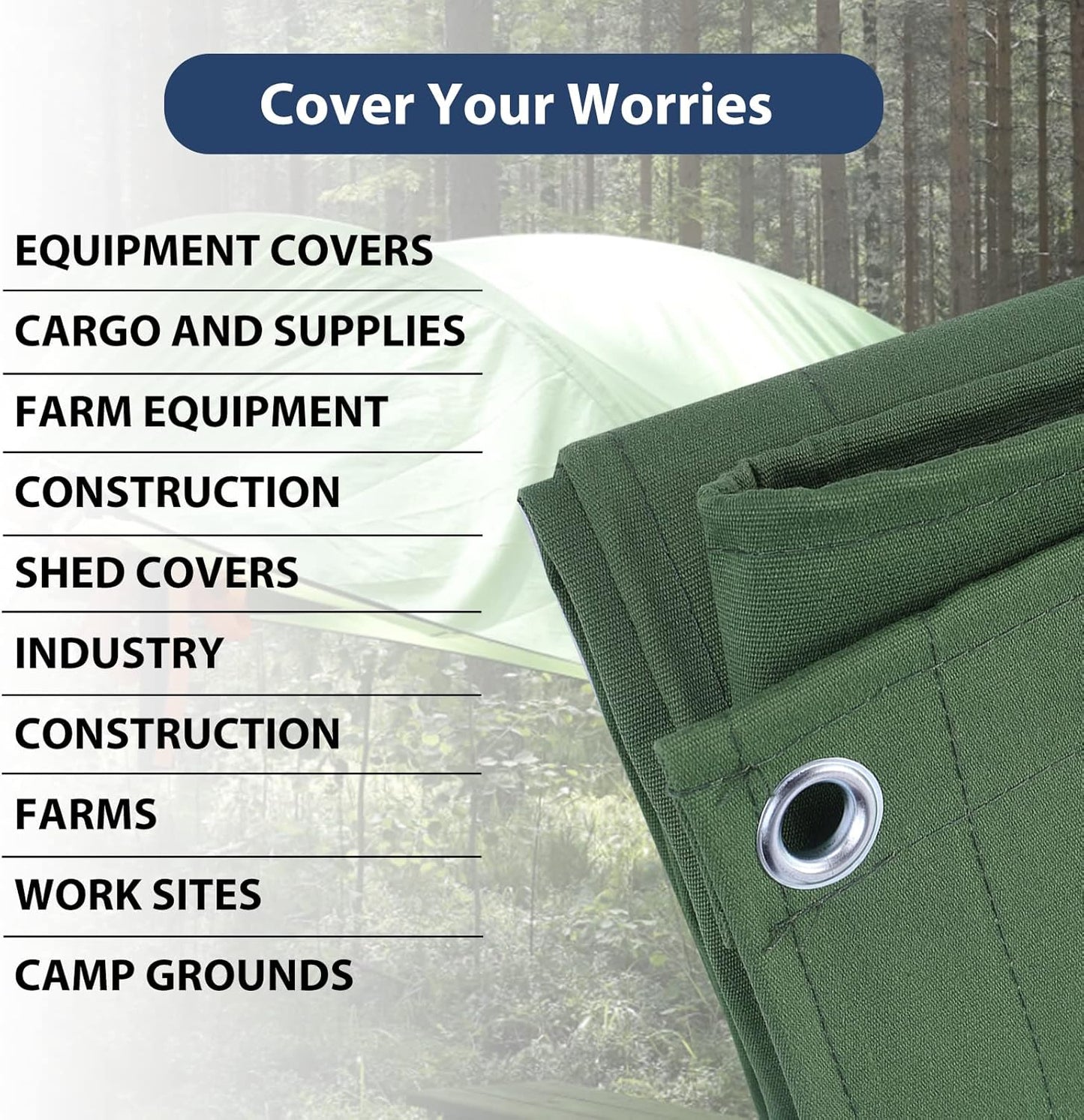 10’x10’ Canvas Tarps Heavy Duty Waterproof Tarpaulins with Aluminum Grommets,UV Resistant, 22Mil Multipurpose Drop Cloth, 14oz Durable Cover Sheet for Outdoor and Indoor Use with Ropes.