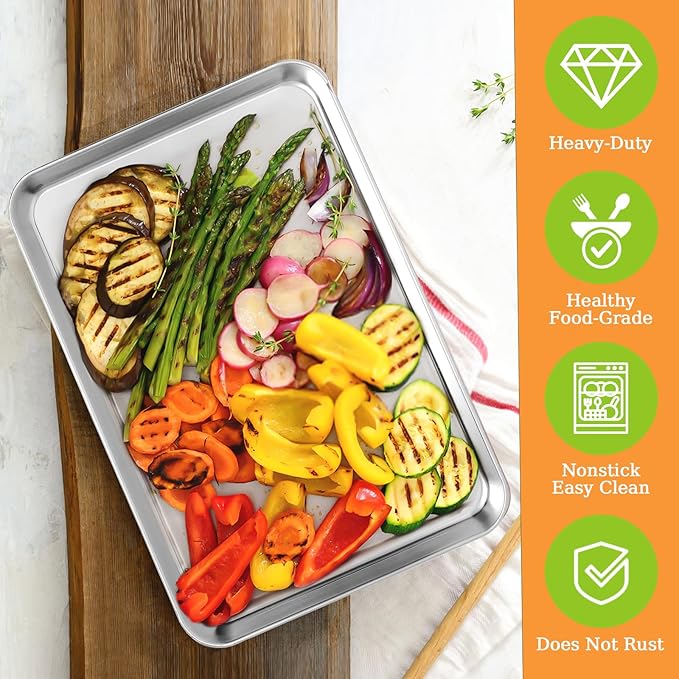 CEKEE Stainless Steel Baking Sheet Set of 2, Cookie Sheet - Image 3
