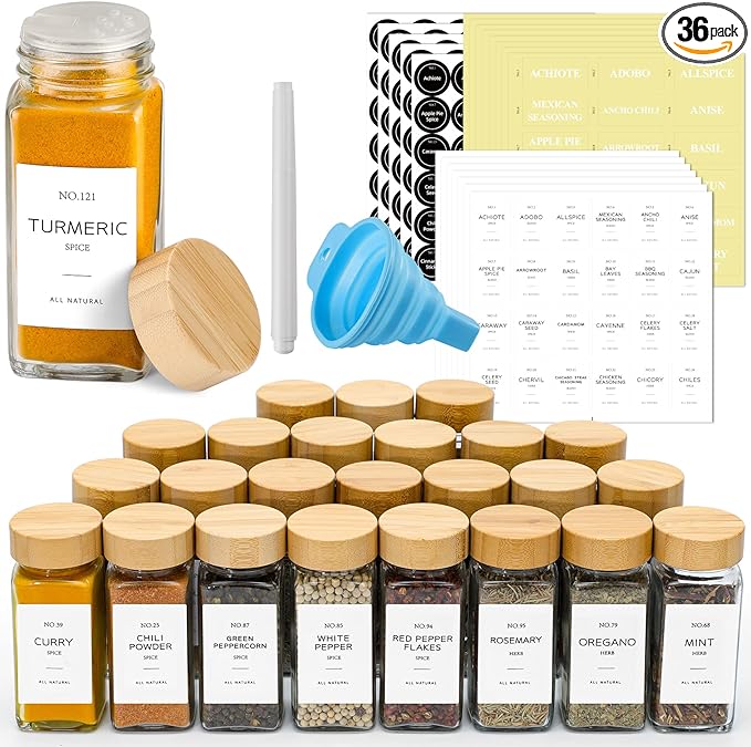 NETANY 36 Pcs Glass Spice Jars by NETANY