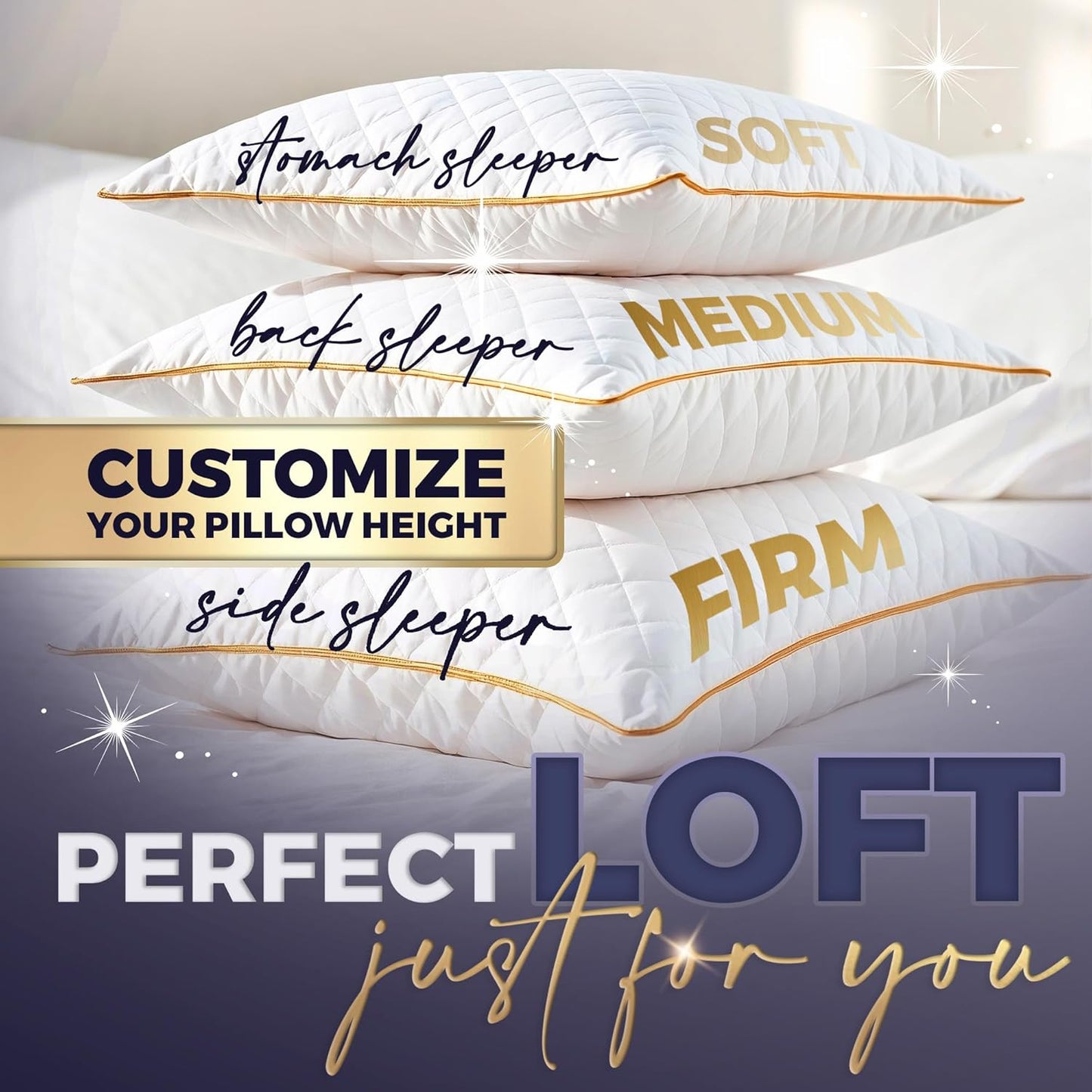 Royal Therapy King Memory Foam Pillows, 2-Pack - Shredded Memory Foam for All Sleep Positions, Medium Firm with Adjustable Loft, Bamboo Rayon Cover, CertiPUR-US & Oeko-TEX Certified