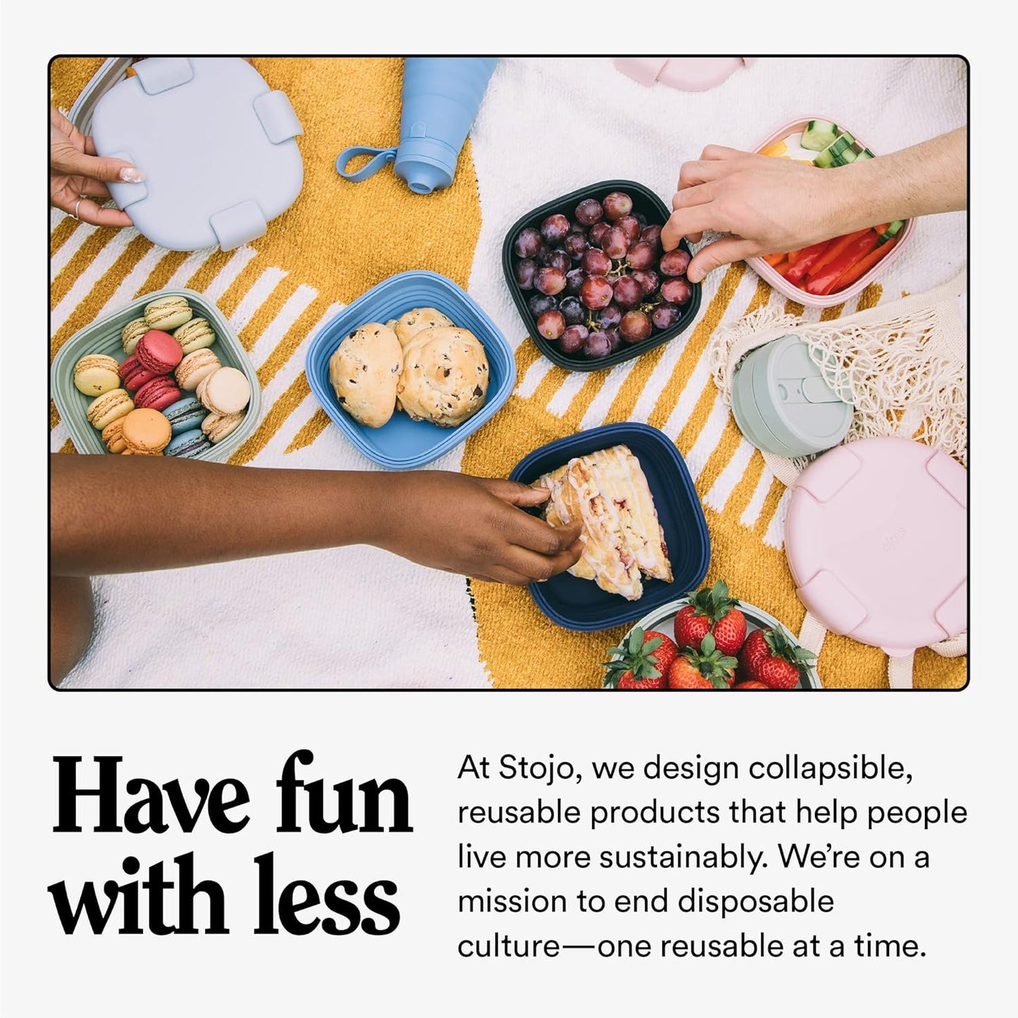 STOJO Collapsible Sandwich Box – 24oz, Reusable Food Storage Container, Silicone Bowl for Hot/Cold Food – Meal Prep, Lunch, Camping, Hiking – Dishwasher Safe (Set of 1, Eucalyptus)