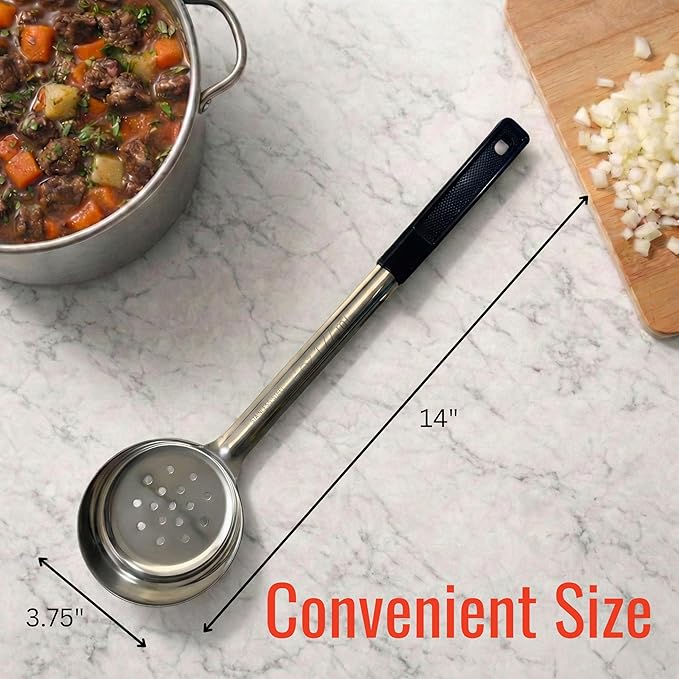 6 Ounce Slotted Stainless Steel Portion Control Ladle Spoon - Image 6