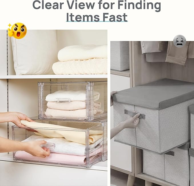 Vtopmart 9 Pack 18QT Clear Stackable Storage Drawers, Easily Assemble Closet - Image 8