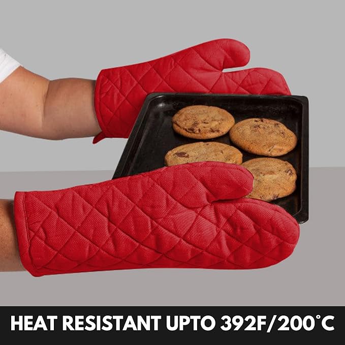 Oven Mitt + Pot Holder 100% Cotton Heat Resistant Kitchen Oven Gloves & Hot Pads - Image 5