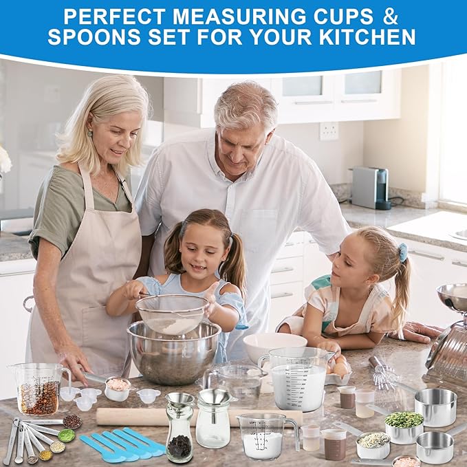 Measuring Cups and Spoons Set 35 Pcs, 11 Stainless Steel Nesting Measuring - Image 7
