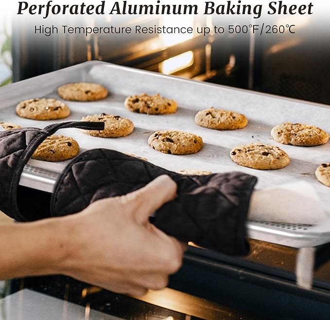 12 Pack Full Size Aluminum Perforated Baking Sheet Pan, Restaurant & Kitchen - Image 7