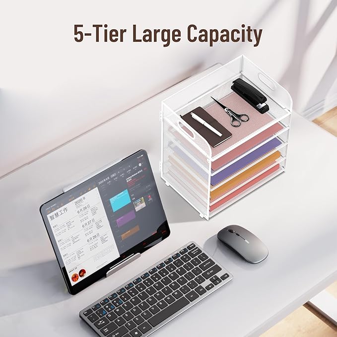 2 Pack 5-Tier White Desk Organizer - Image 6