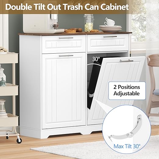 Double 10 Gallon Tilt Out Trash Can Cabinet - Image 3