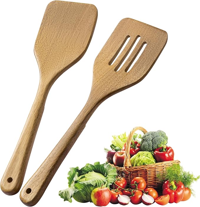 2 Pcs Wooden Cooking Utensils Set ，Wooden Spoons by FyctioHome