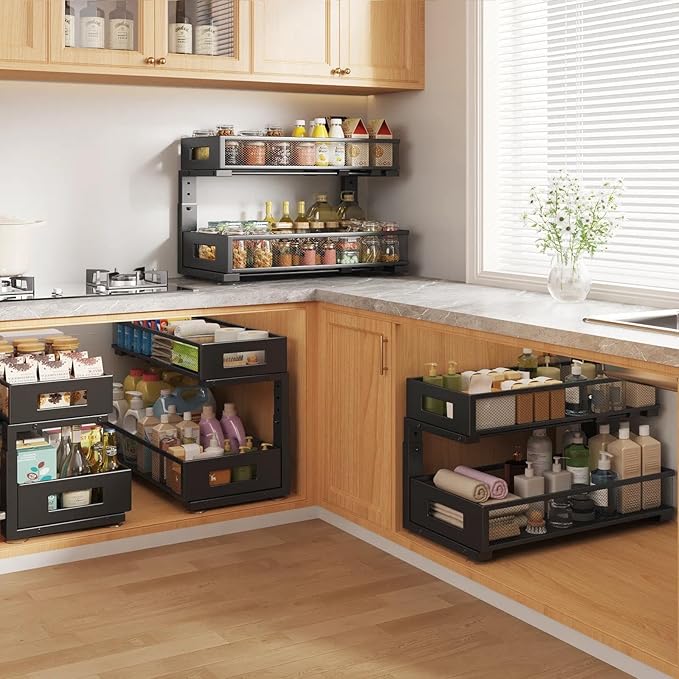 2 Packs 21IN Depth Under Sink Organizer, 2-Tier Pull Out Cabinet Organizer - Image 5