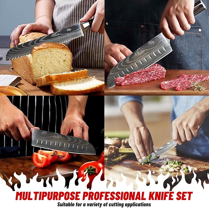 7-Piece Kitchen Knife Set with Magnetic Block - Image 7