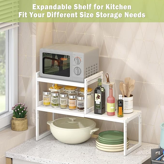 DOLALIKE Expandable Kitchen Countertop Organizer, Stackable Cabinet Shelf - Image 4