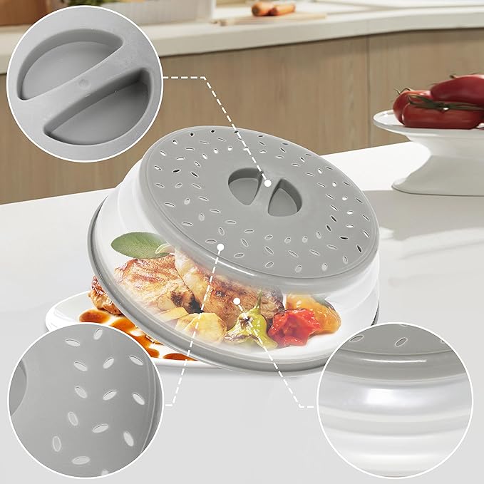 3 Pack Collapsible Microwave Food Covers, Splatter Guard, Vented Microwave Lid - Image 3