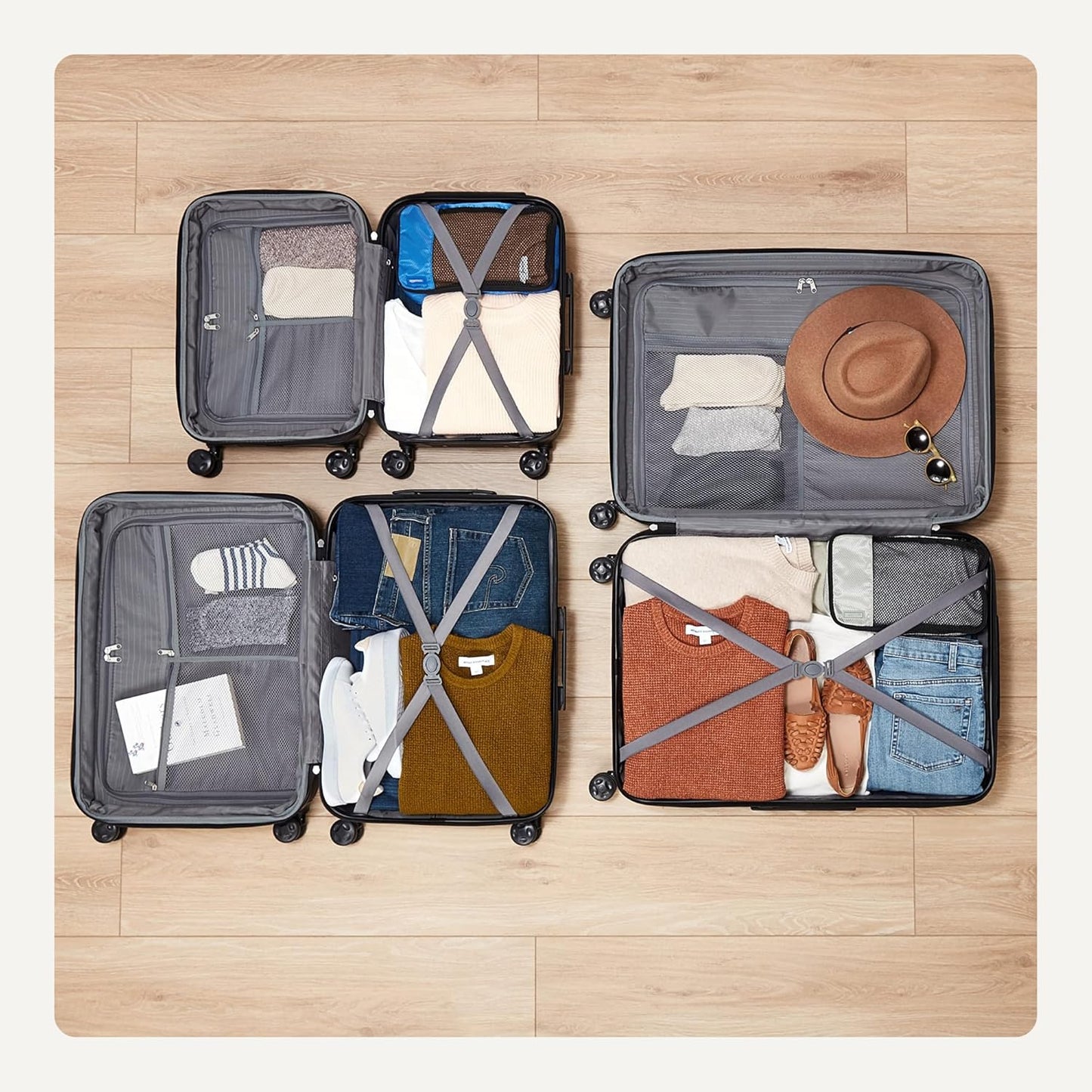 Amazon Basics 2-Piece Set (21", 30"), Hardshell Suitcases With Wheels, Expandable For Up to 25% More Space, With Scratch-Resistant Surface, Four Multi-directional Wheels, Navy Blue