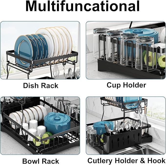 Dish Drying Rack, 2 Tier Dish Racks - Image 6