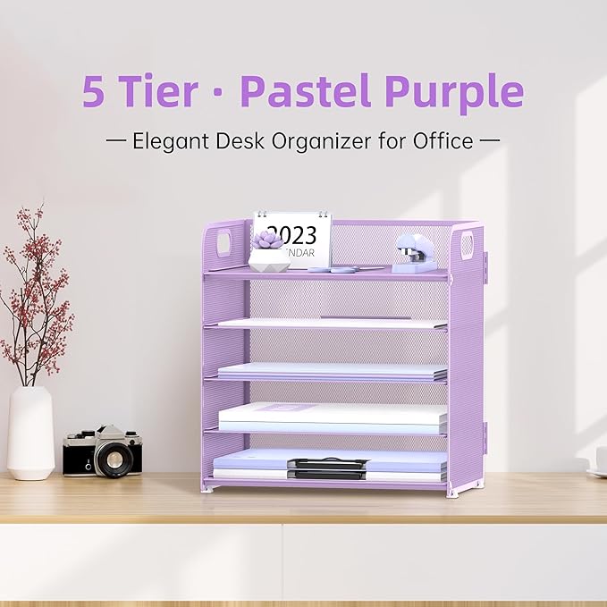 2 Pack 5-Tier Purple Desk Organizer - Image 2