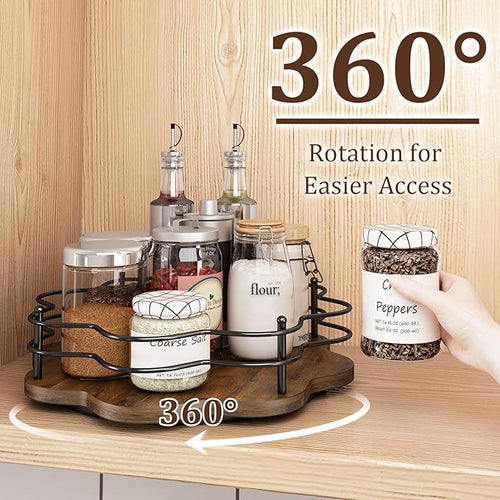12" Lazy Susan Turntable Organizer, Round Wooden Lazy Susan Organization and - Image 2