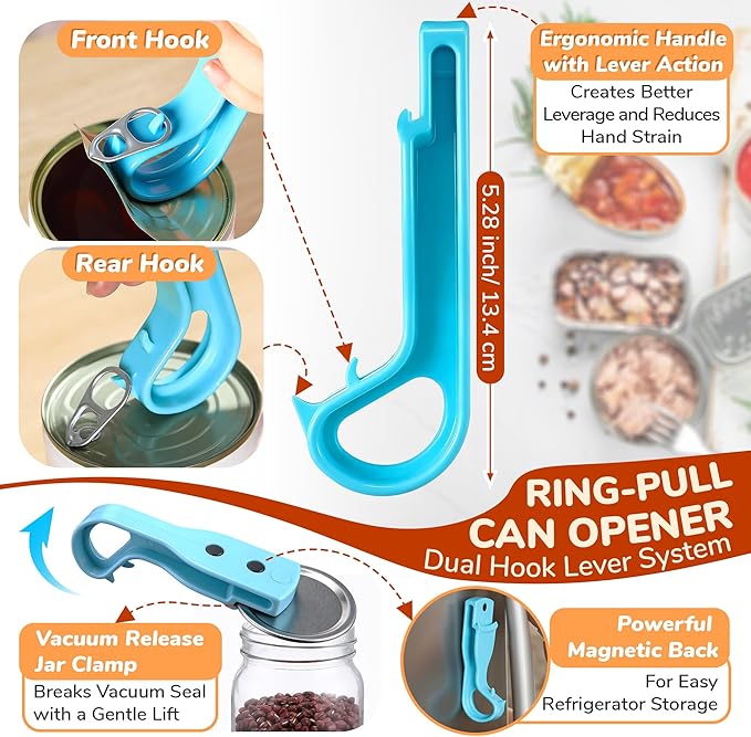 2 Pack 2-IN-1 Ring Pull Can Opener and Canning Jar Opener - Image 5