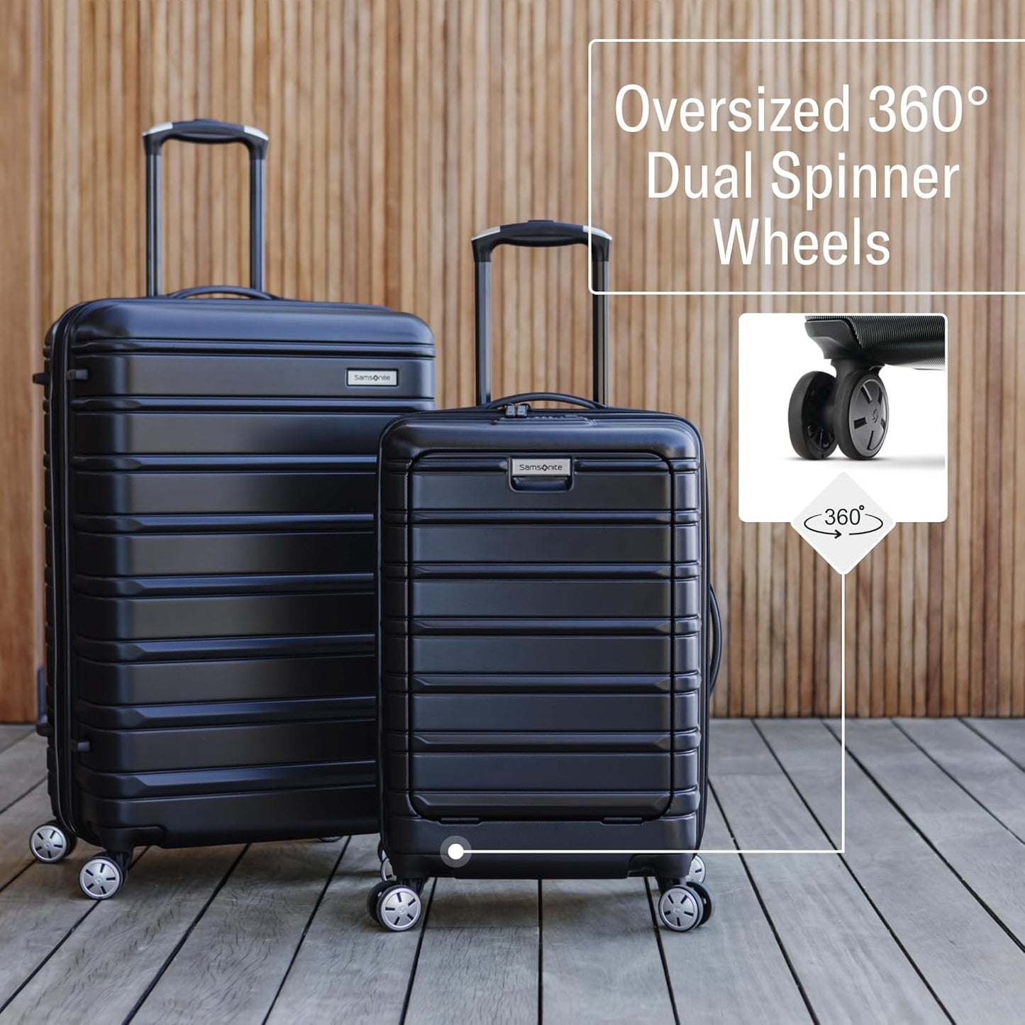 Samsonite Omni 2 Hardside Expandable Luggage with Spinner Wheels, 3-Piece Set (19/24/28), Midnight Black