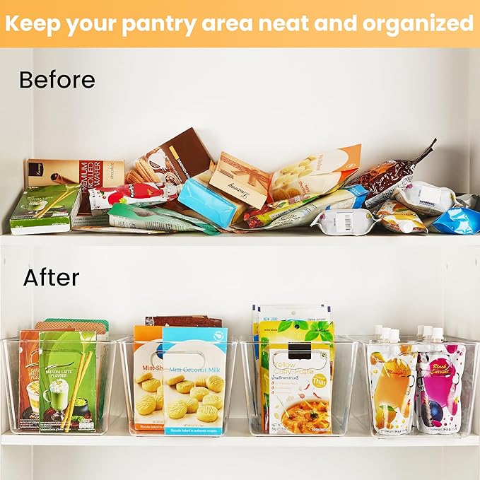 YIHONG 12 Pack Clear Pantry Organizer Bins, Plastic Containers - Image 3